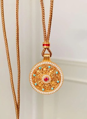 S925纯银八宝罗盘可转动毛衣链