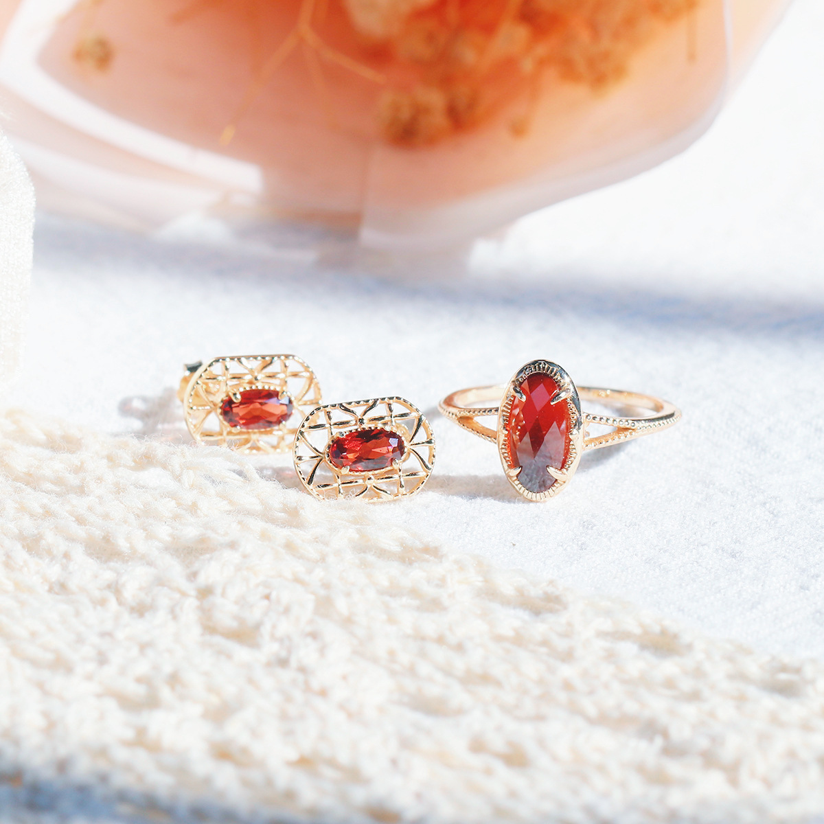 凰谨珠宝日系简约复古耳钉