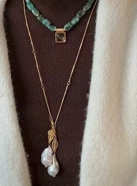 波西米亚镂空雕花巴洛克吊装项链