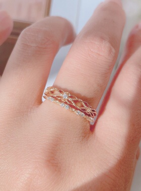 日系简约镂空窗花925银戒指女