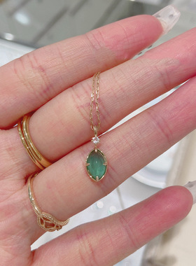 日式轻奢s925银镀14K金绿玛瑙