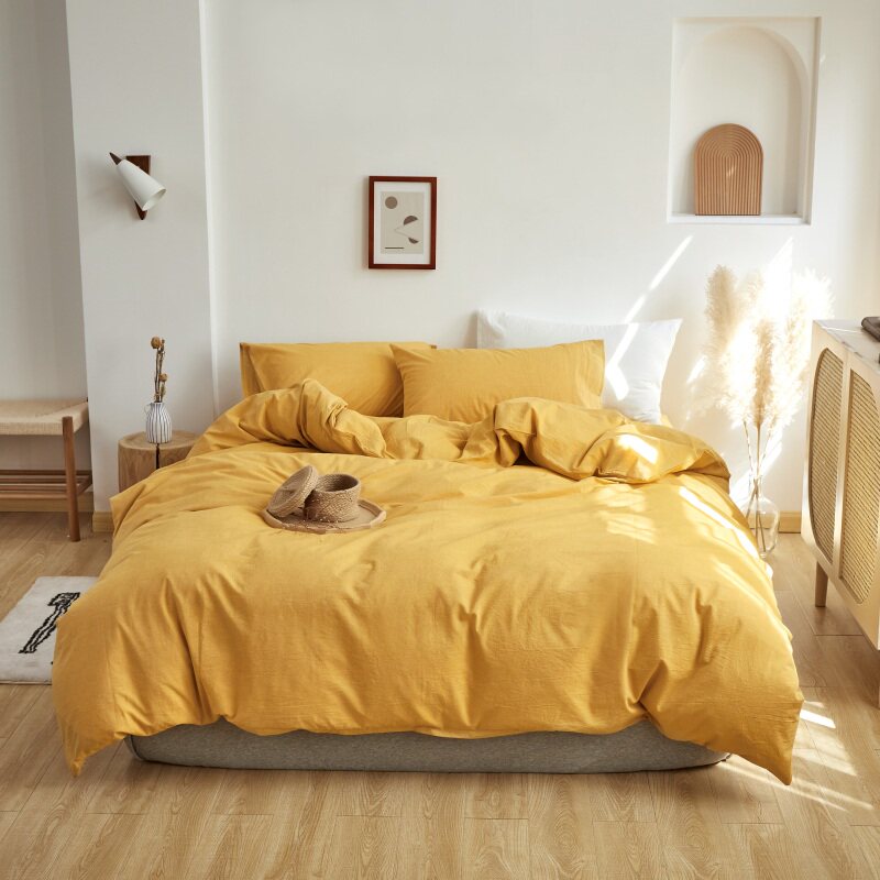 良品全棉色织水洗棉床上四件套100纯棉新款床单被套宿舍三件套床