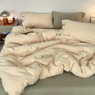 加厚全棉磨毛床上四件套纯棉轻奢高级感主卧室床单被套床笠款床品
