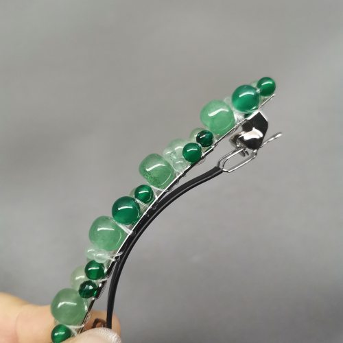 深色东陵玉绿玛瑙绿尖晶石细弹簧夹顶侧夹扎部分头发公主头刘海夹