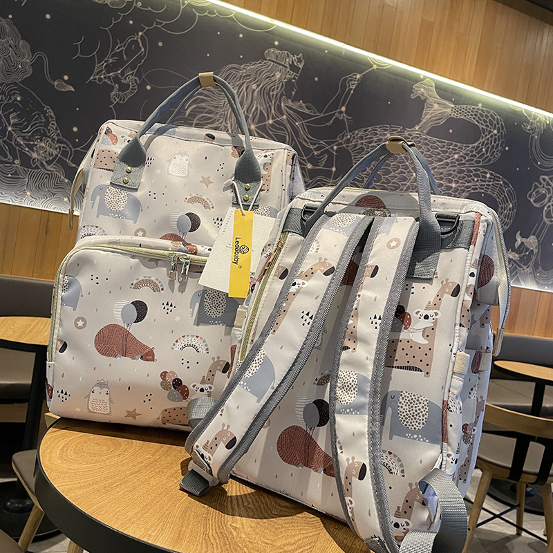 乐豆定制 轻便型防水大容量多功能双肩妈咪包 新生儿外出包妈咪袋