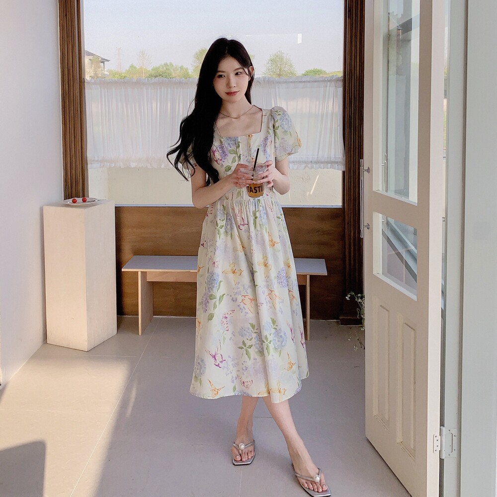 现货26年夏装新款泡泡袖碎花连衣裙XW1068P155K238,女装连衣裙,浙宝171