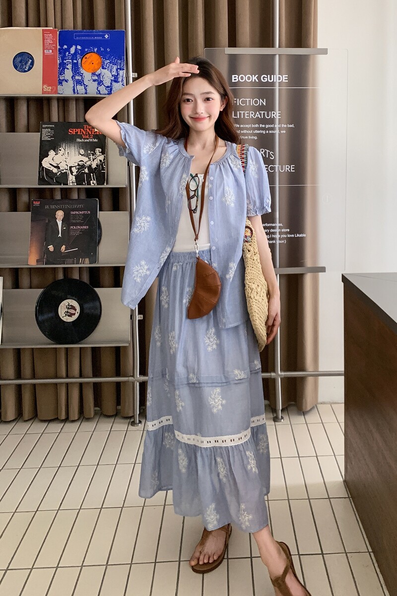 现货夏装新款26年法式绣花天丝套装XW1050P155K238,女装连衣裙,浙宝171
