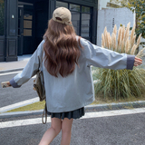 现货2026年秋装新款袖口格子蓝色带帽风衣XW748P165K248，女装短外套，浙宝171