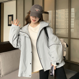 现货25年春装新款蓝色撞色连帽休闲外套女XW1019P155K238，女装短外套，浙宝171