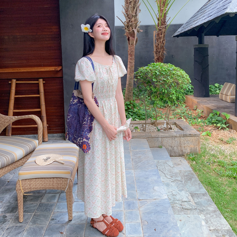 2026年夏韩系小清新甜美显瘦碎花中长款连衣裙XW1083P145K218,女装连衣裙,浙宝171