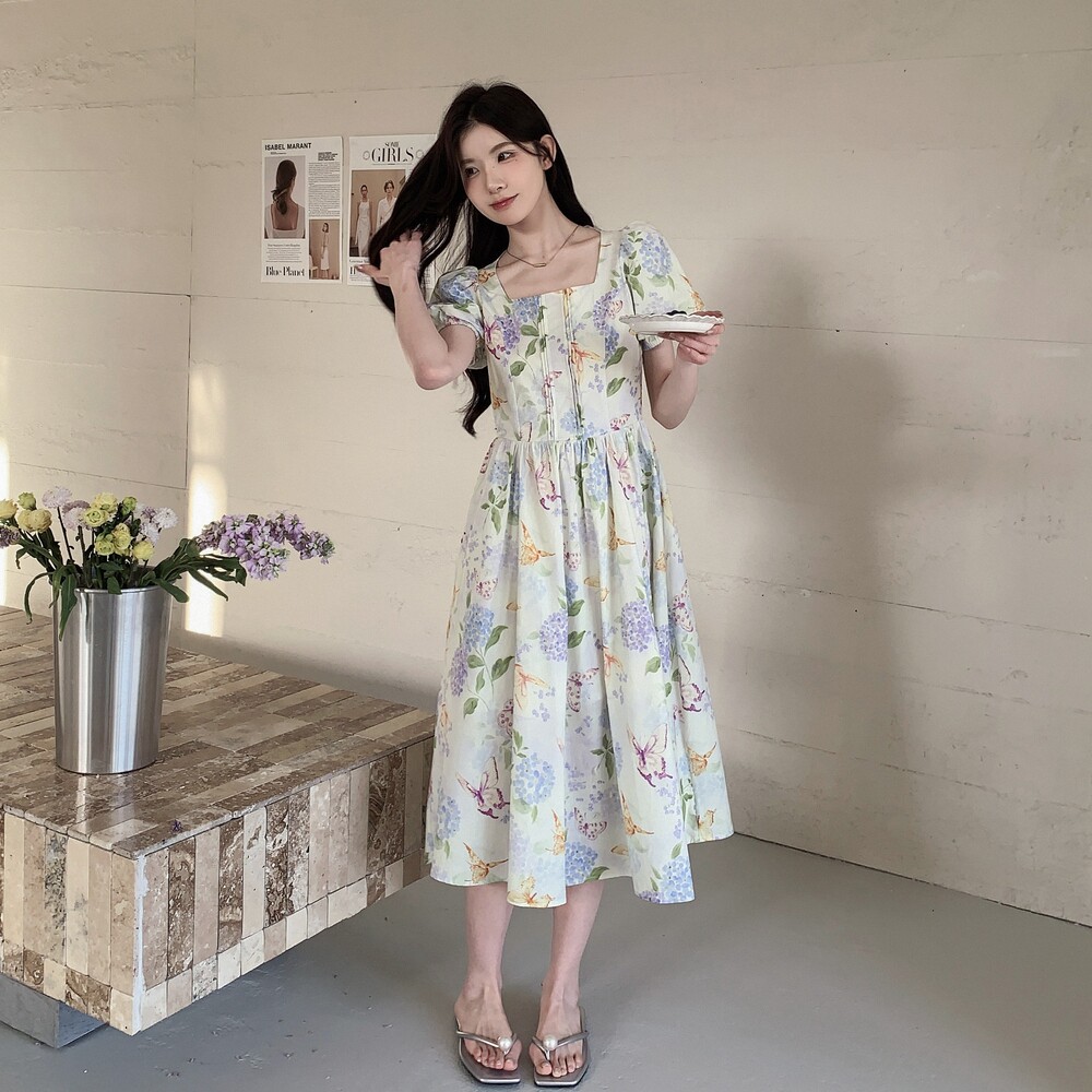 现货26年夏装新款泡泡袖碎花连衣裙XW1068P155K238,女装连衣裙,浙宝171
