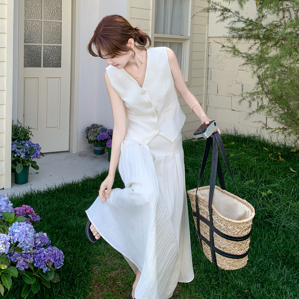 夏新款米白色马夹半身裙套装XW1088P175K268，商品下架区商品下架区，浙宝171