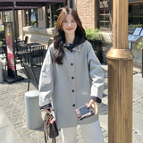 现货2025秋装新款带帽中长款蓝色风衣XW752P165K248，女装风衣，浙宝171