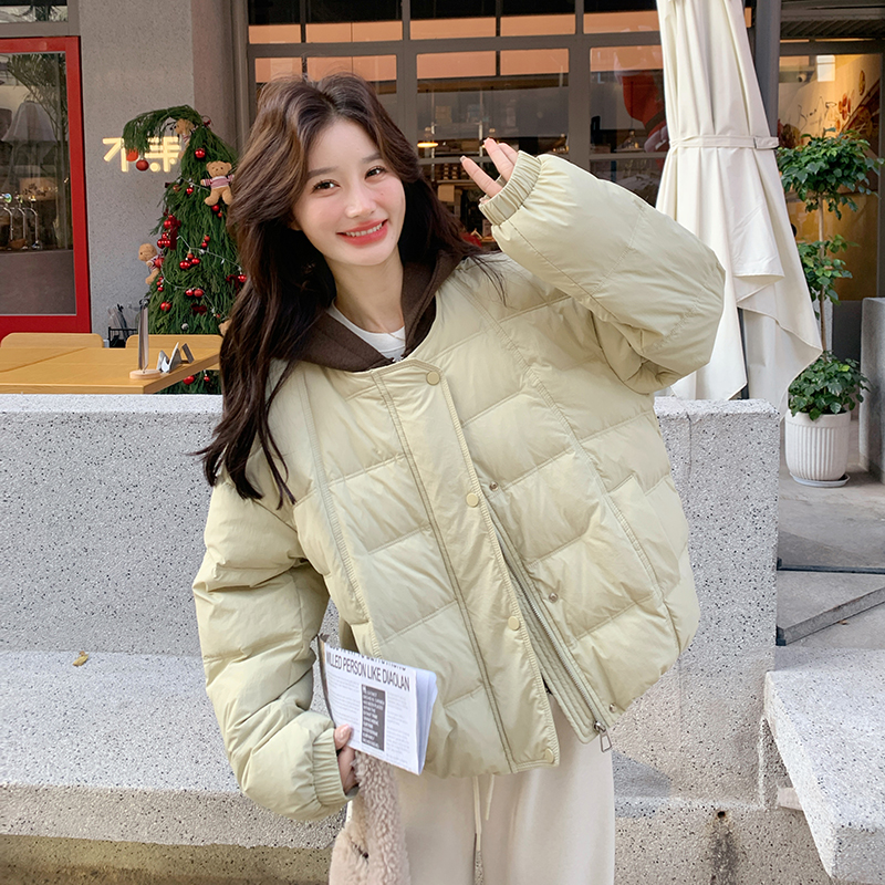 现货2025冬装新款拼接连帽羽绒服外套(50绒)XW3360P275K418，女装羽绒服，浙宝171