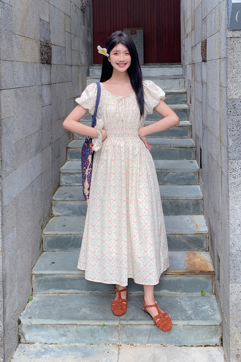 2026年夏韩系小清新甜美显瘦碎花中长款连衣裙XW1083P145K218,女装连衣裙,浙宝171