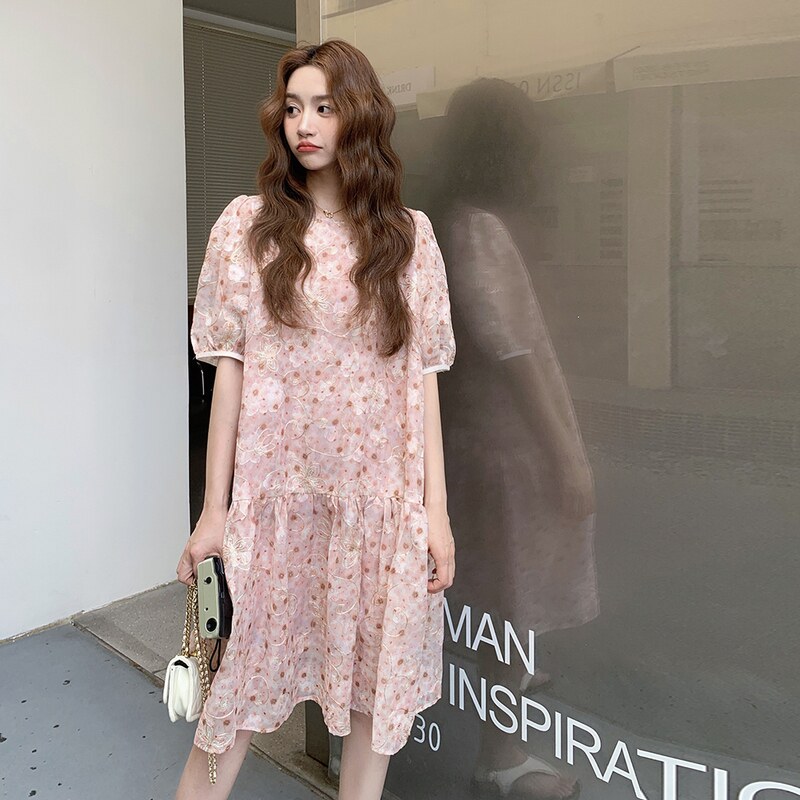 26年夏新款粉色绣花连衣裙XW1142P115K178，女装连衣裙，浙宝171