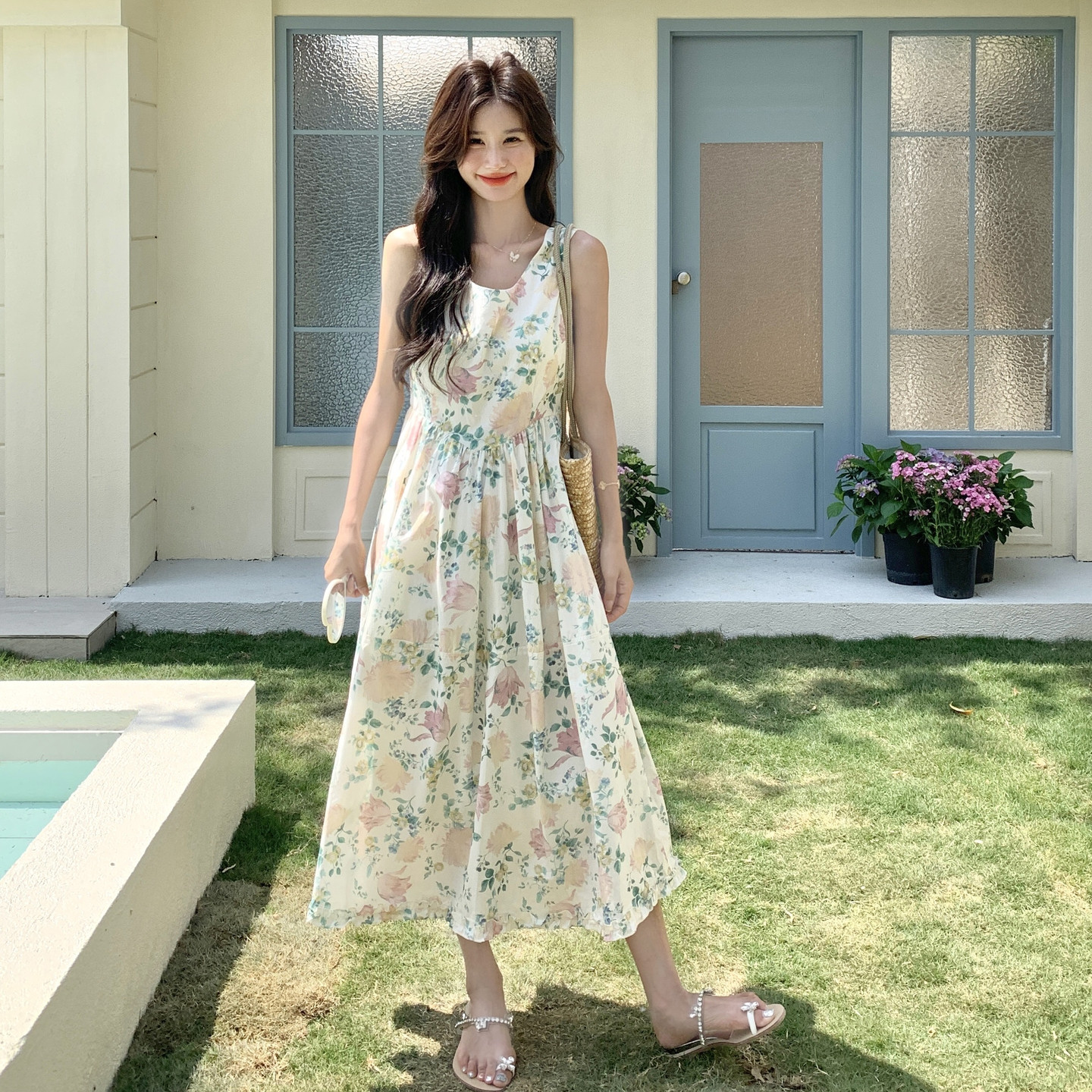 2026年夏新款韩系简约百搭碎花吊带连衣裙XW1097P135K208,女装连衣裙,浙宝171