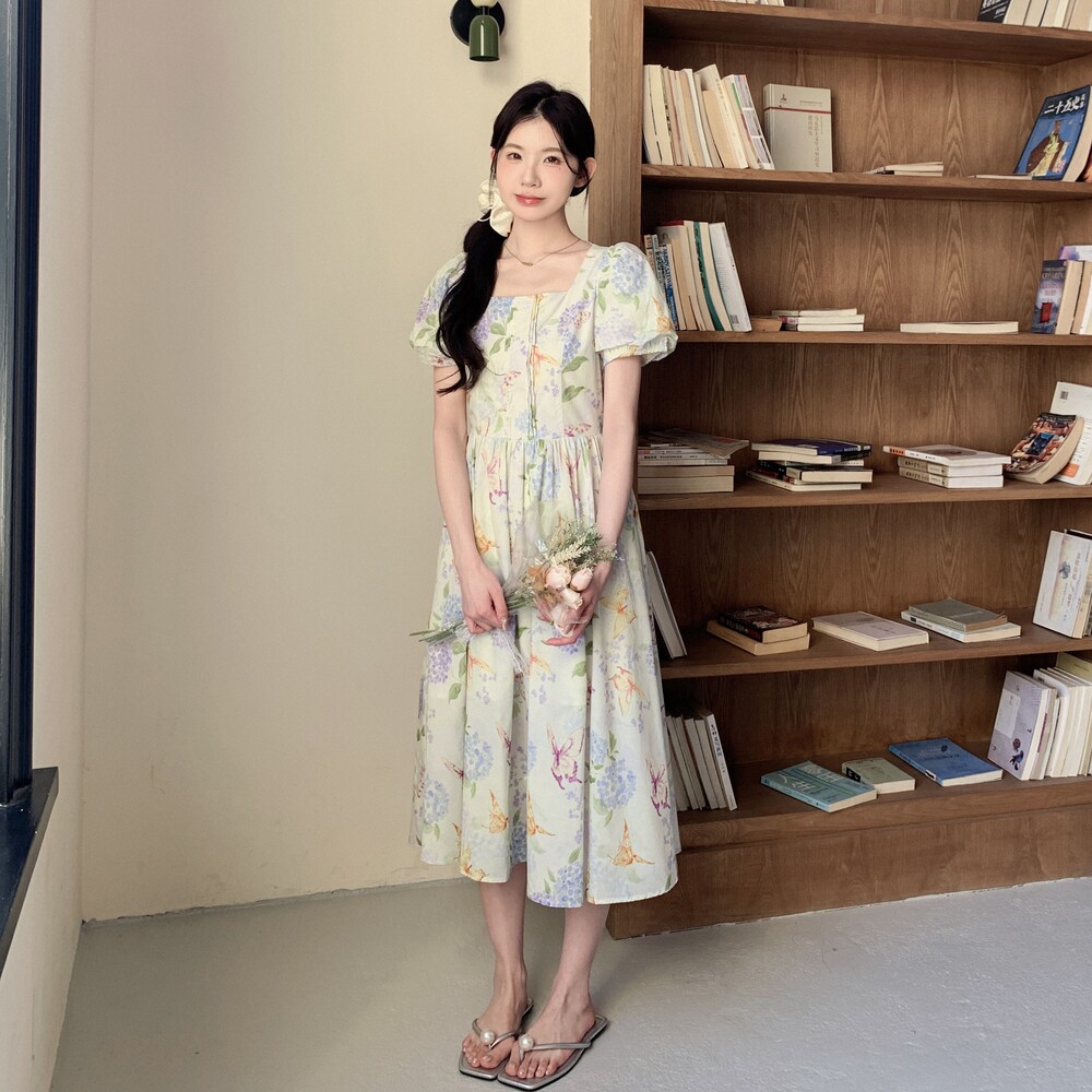 现货26年夏装新款泡泡袖碎花连衣裙XW1068P155K238,女装连衣裙,浙宝171