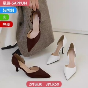 女高跟鞋 星辰韩国代购 高级感气质凉鞋 中空洋气百搭单鞋 SAPPUN