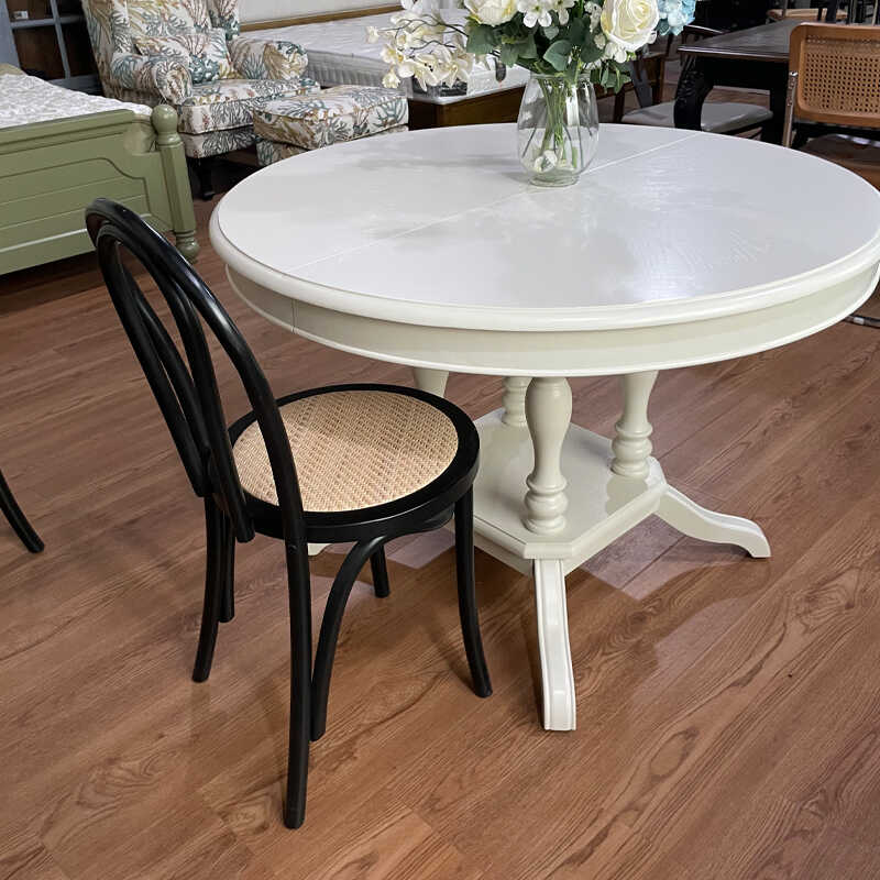 秋林木语餐桌圆形纯实木中古