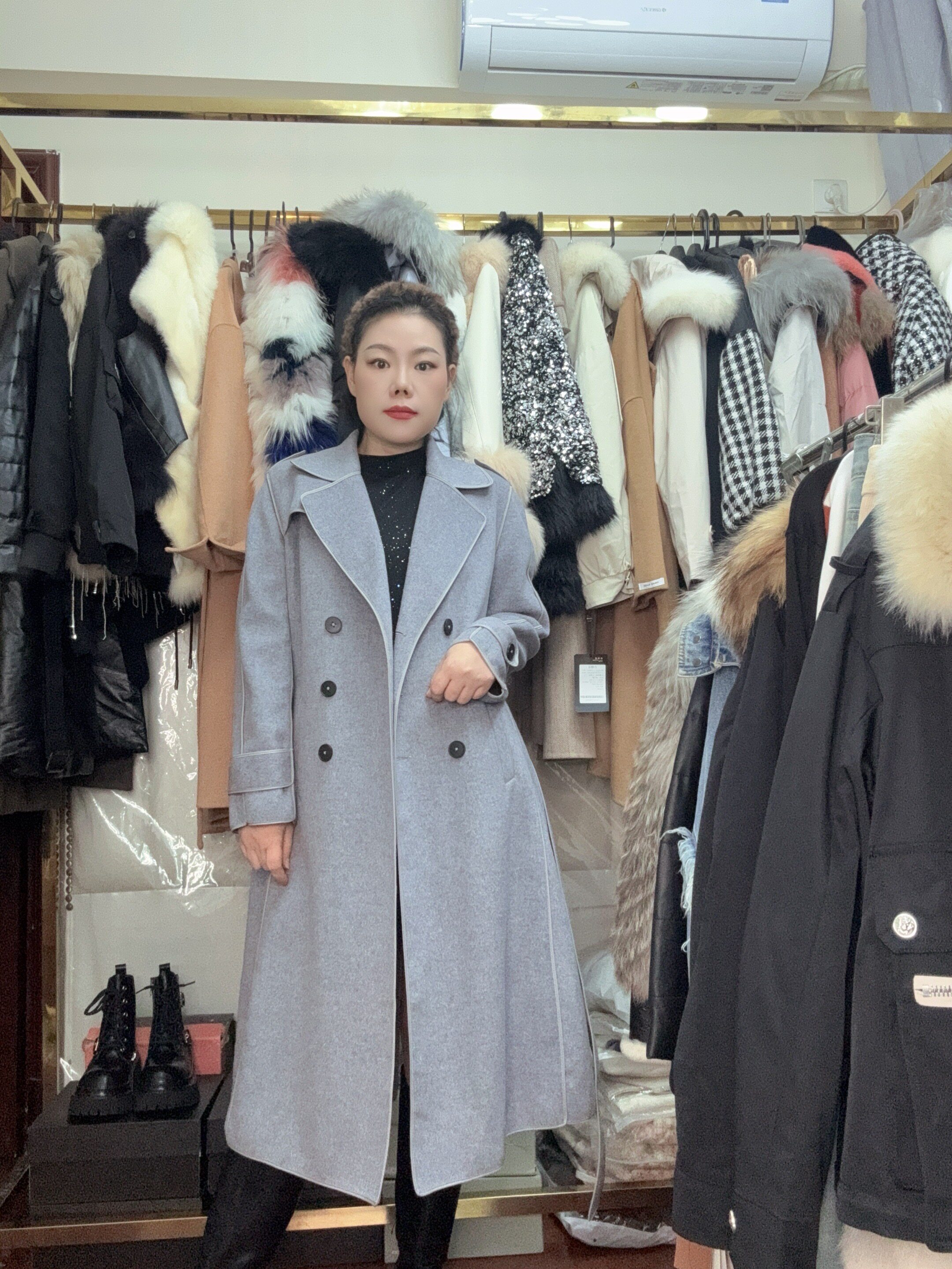 品牌撤柜女装清货2025秋冬新款双面羊毛大衣尼子外套时尚气质百搭
