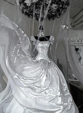 【宝石礼赞·耀月银白】初灵高定如心  耀月银白古董长裙收藏级