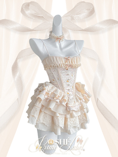 POSHEPOSE高定如心【 维多利亚时光·南国孩子】米色公主短裙套装