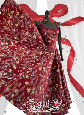 POSHEPOSE高定如心洛可可月桂诗.红色藤曼花长裙