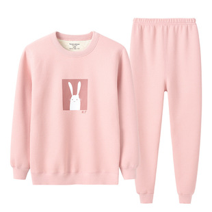 少女保暖衣加绒加厚初中学生羊毛内衣冬季大童秋衣秋裤纯棉套装