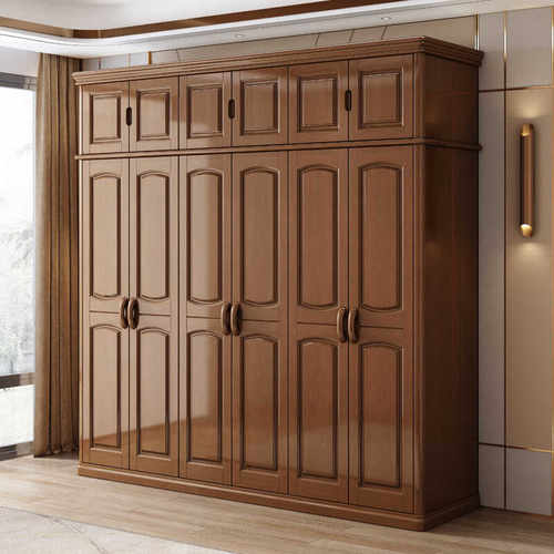 实木衣柜加顶组装实木衣柜中式