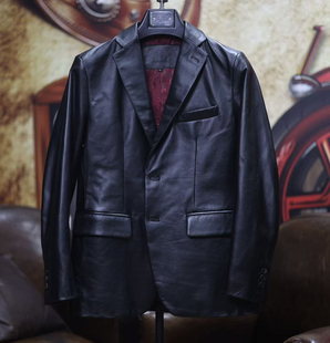 春秋款 修身 两个色百搭休闲潮范 绵羊皮皮西服极简男士 新款