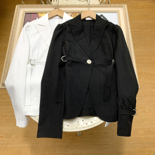 外套休闲小西装 无假期 帅气机车风绑带收腰长袖 柜单 女春秋 人