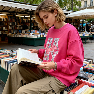 女秋冬款 外贸单 卫衣绒衫 街头休闲风宽松大码 加薄绒抓绒