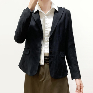 西装 撤柜单 通勤休闲OL风条纹修身 都市职业时装 外套女春秋冬 大码