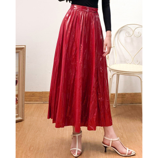 高腰仿皮裙 不退不换 百褶裙半身裙长裙女 处理 瑕疵特价