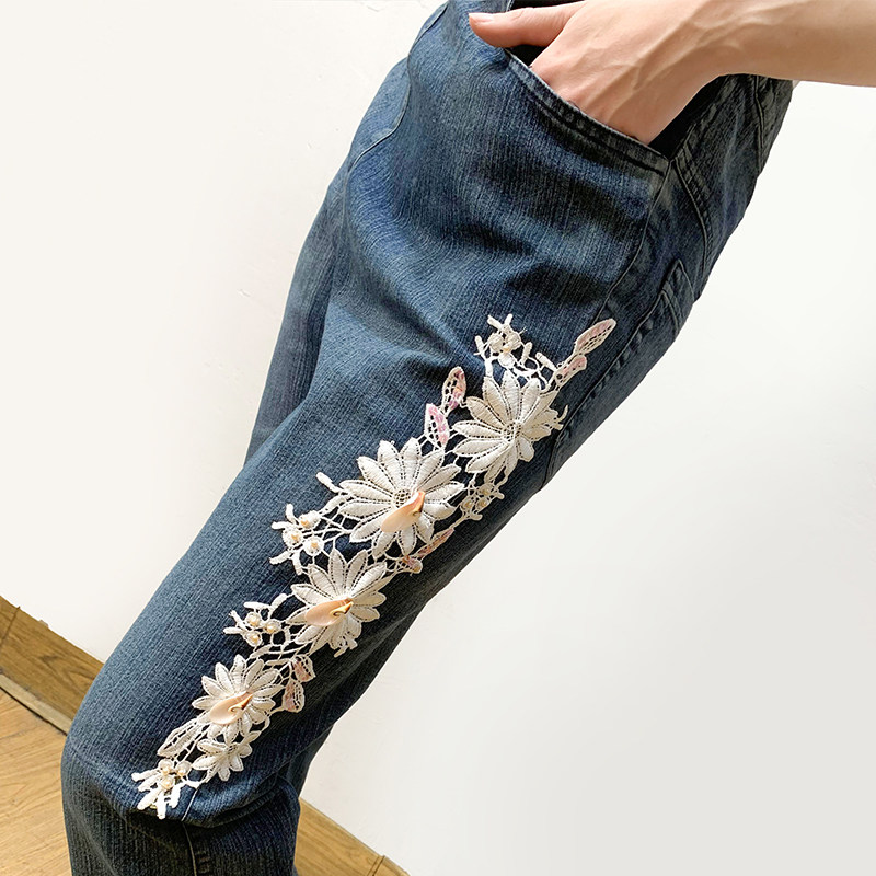 适合大众人群和孕妇~今生家专柜~绣花高腰直筒裤牛仔长裤女四季穿,女装/女士精品,牛仔裤,淘宝优惠券,粉丝福利购,淘宝优惠卷