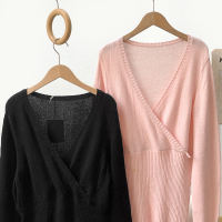 【 People Without Holidays 】 Company Single ~ Gentle, elegant and casual deep V-neck knitted sweater for women's base layer, Spring, autumn and winter styles thumbnail 4