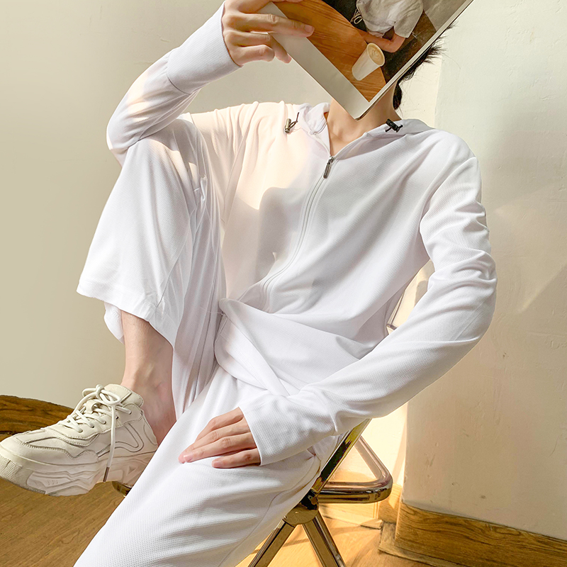 长袖连帽防晒衣宽松直筒裤