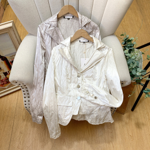 复古休闲双层领小西服外套女春秋款 无假期 光泽柔软 外贸单 人