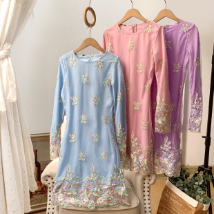 撤柜单 轻奢刺绣贵气名媛淑女休闲网纱连衣裙半身裙两件套春秋