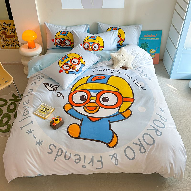 啵乐乐卡通纯棉床上四件套全棉可爱儿童被套学生宿舍床单三件套
