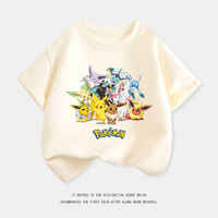 Foreign trade daily order printed Pokemon Eevee summer children's short-sleeved T-shirt parent-child set pure cotton trendy cartoon top thumbnail 5