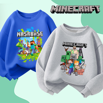 MC我的世界秋冬纯棉卫衣Minecraft男女童打底衫上衣圆领长袖童装