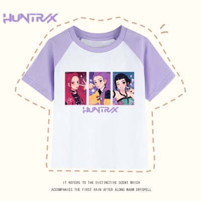 kpopdemonhunters猎魔女团女孩衣服2025夏季韩系插肩袖纯棉女T恤