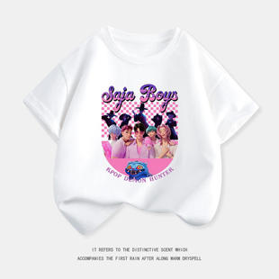 亚马逊沙加男孩KPopDemonHunters短袖纯棉T恤休闲百搭男女童上衣