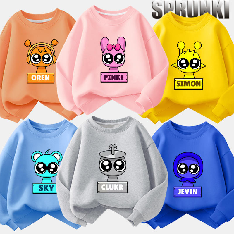 新款Sprunki音乐节奏盒子平基春秋冬季儿童装男女童学生开春上衣