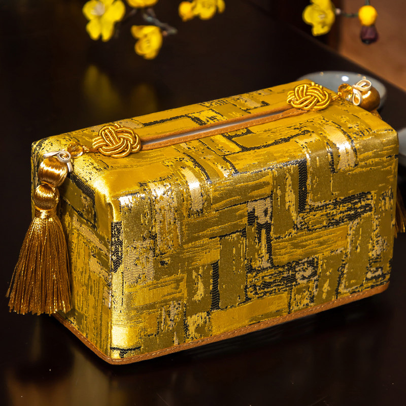 中式布艺家用客厅餐巾纸盒现代简约纸巾袋创意车载纸巾盒抽纸盒新