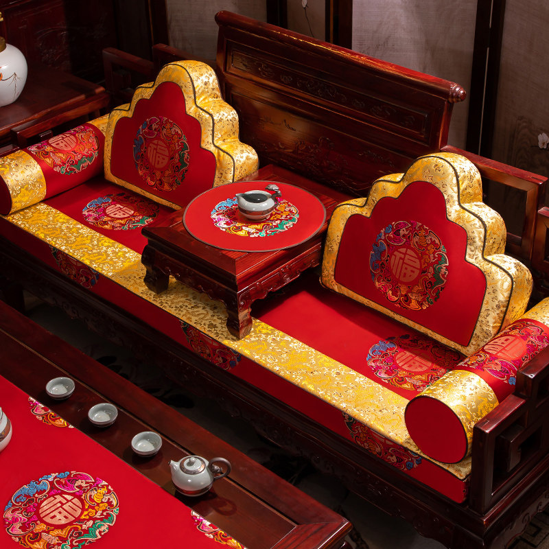新中式红木罗汉床五件套罩沙发坐垫高档定制加厚实木家具沙发垫子,居家布艺,沙发垫,淘宝优惠券,粉丝福利购,淘宝优惠卷
