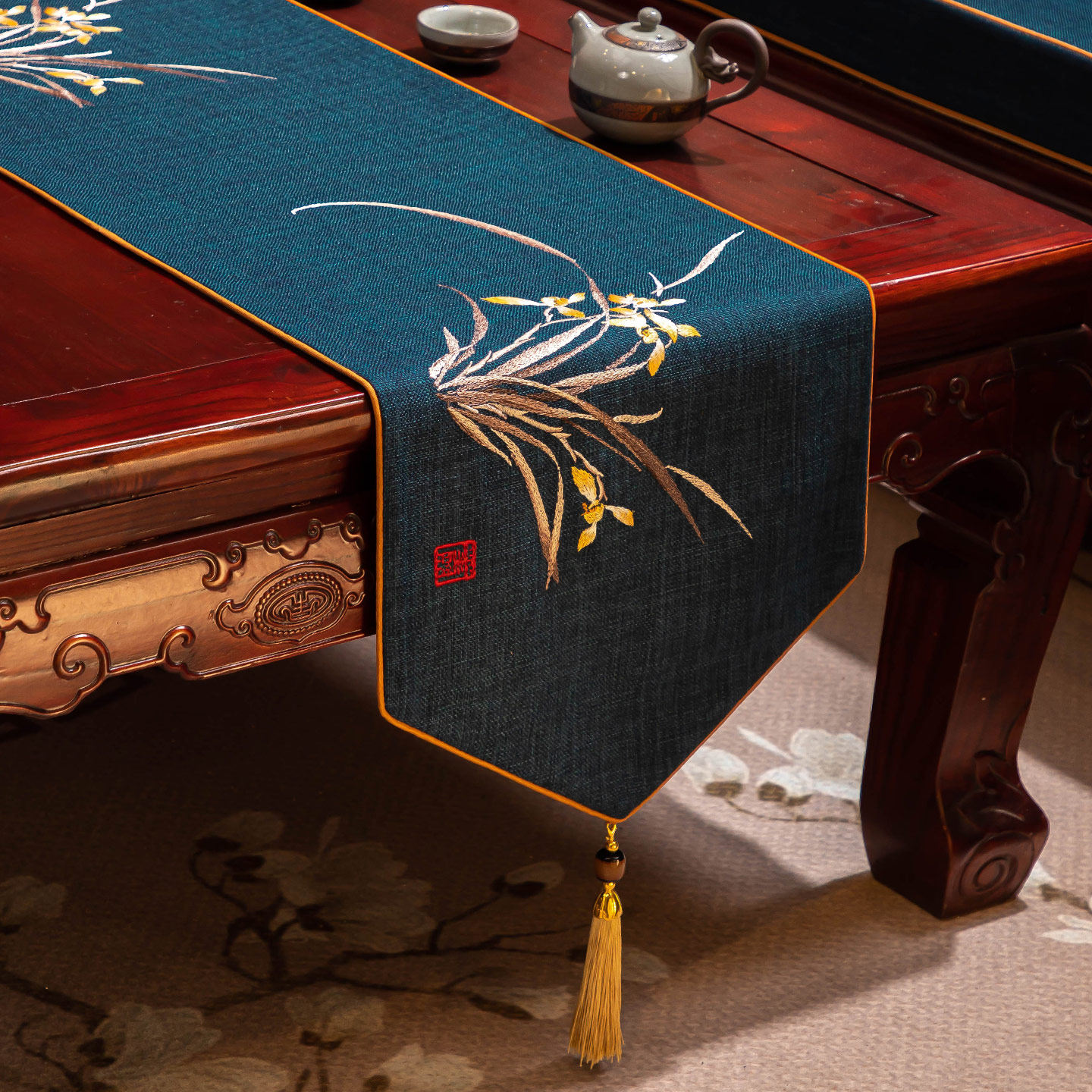 中式禅意桌旗轻奢长条茶桌垫布茶台茶旗茶席垫子餐桌桌布茶几台布,居家布艺,桌旗,淘宝优惠券,粉丝福利购,淘宝优惠卷