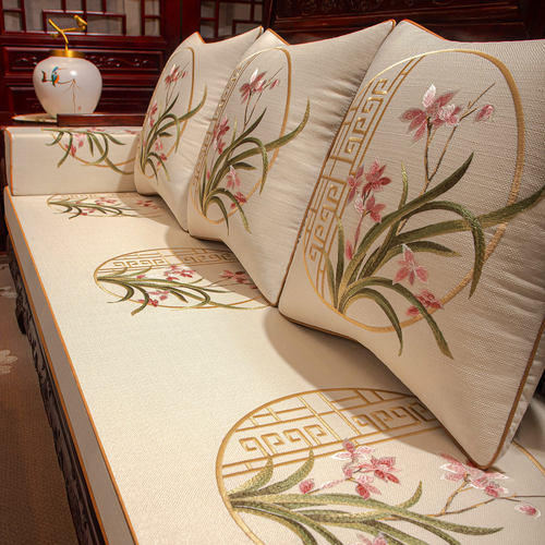 中式高端米白轻奢高级感沙发垫